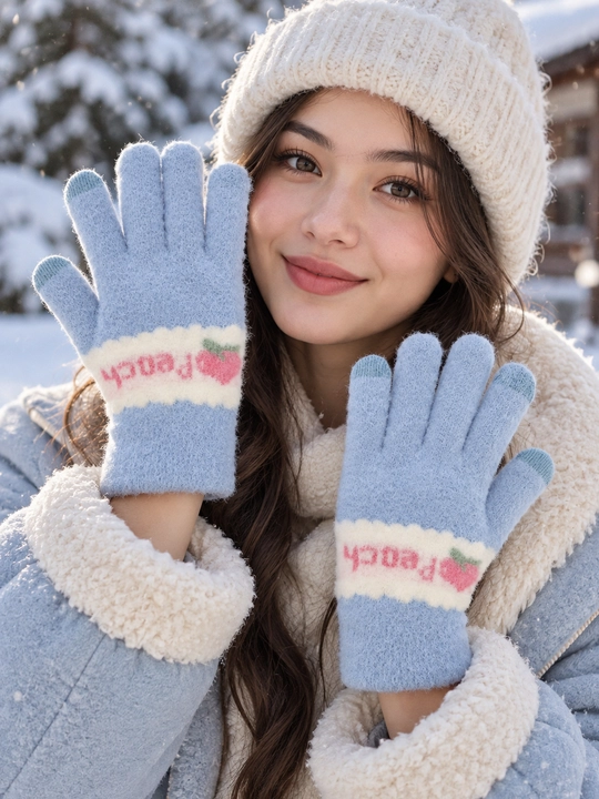 Ayollar uchun qishki sensorli qo‘lqop, yumshoq, 19×8 sm, turli ranglar