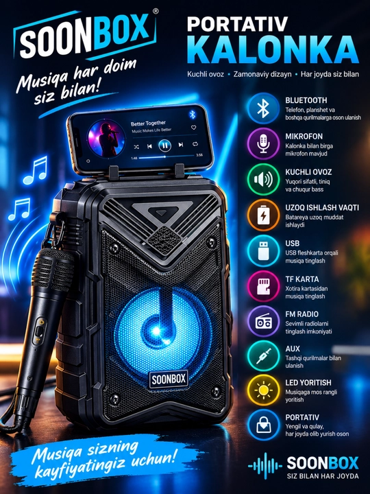 Портативная Bluetooth-колонка SOONBOX S7 с микрофоном - 