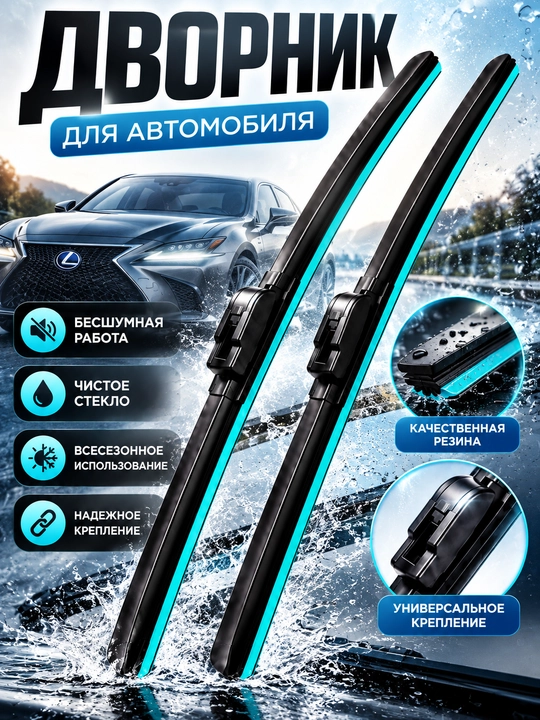 Lexus Design avtomobil uchun karkassiz dvorniklar, oyna tozalagich 350–650 mm