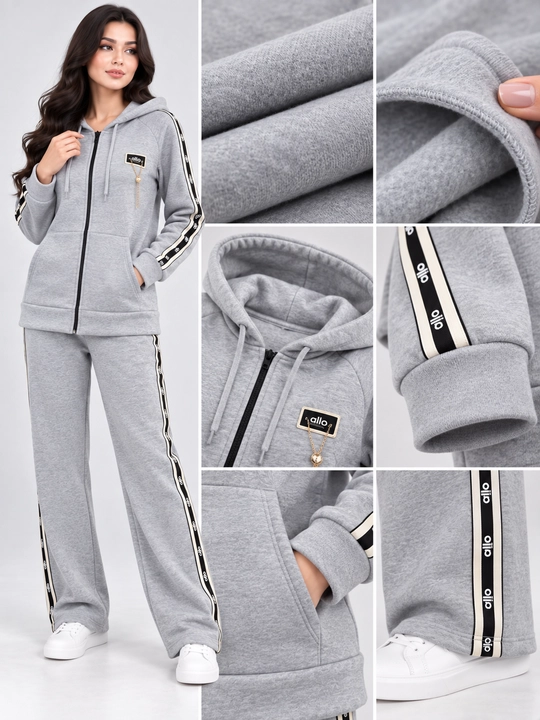Ayollar uchun qalin nachosli sport kostyumi, kapyushonli, zamokli, standart 48–50
