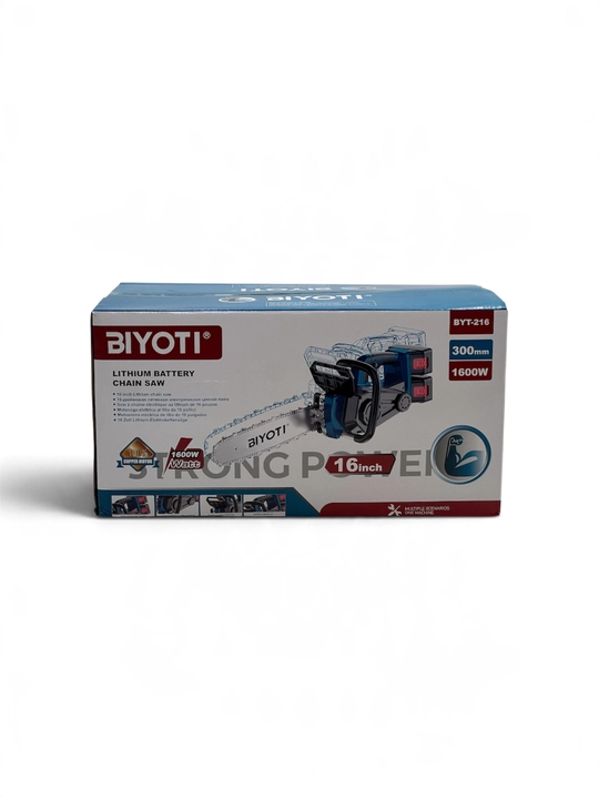 BIYOTI BYT-216 akkumulyatorli zanjirli arra, 16 dyuym, 20 V, 2 ta 6 A·soat akkumulyator