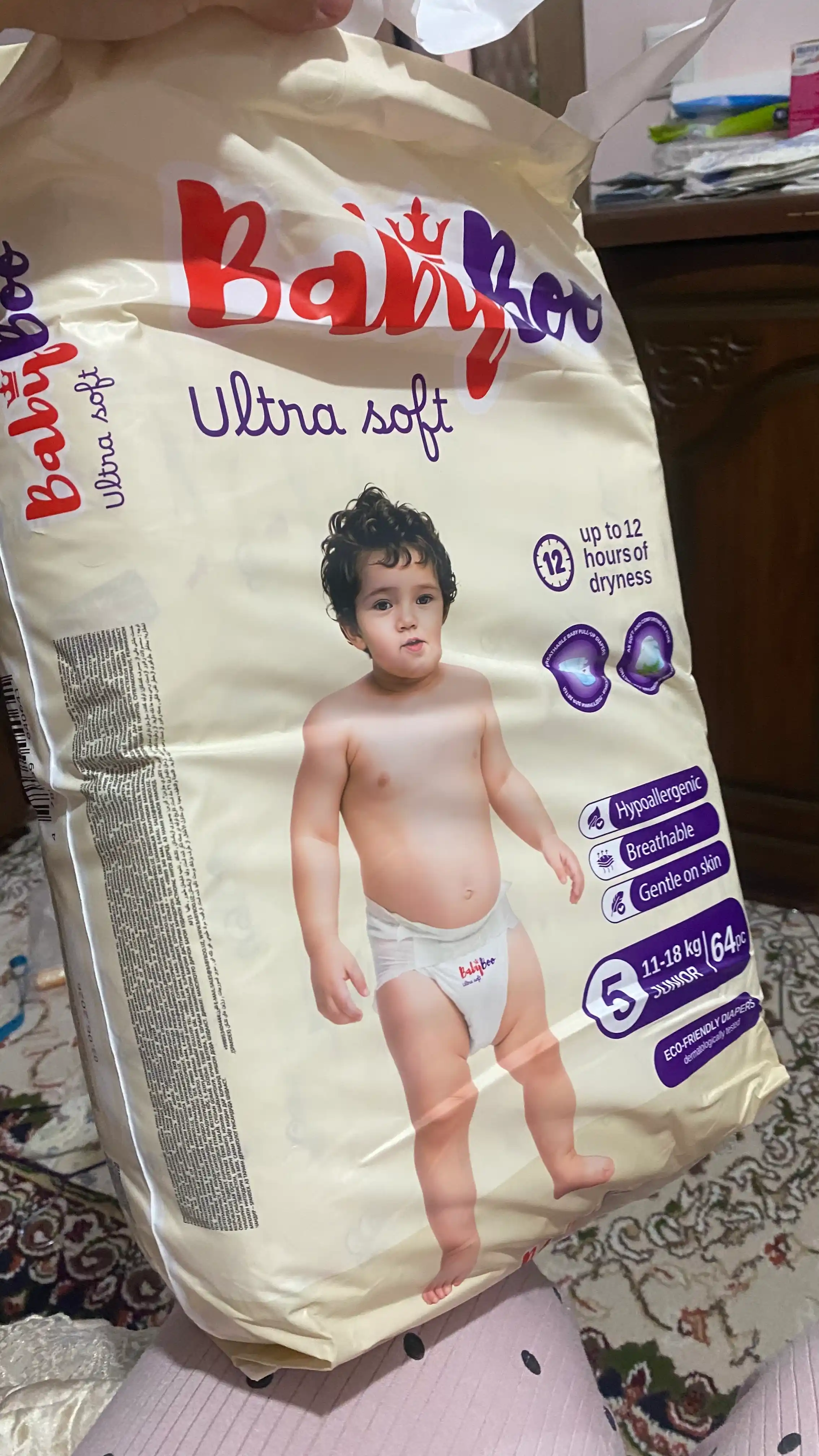 BABYBOO UltraSoft Подгузники на липучках–мягкие, гипоаллергенные, Jumbo пакеты, размеры3-7