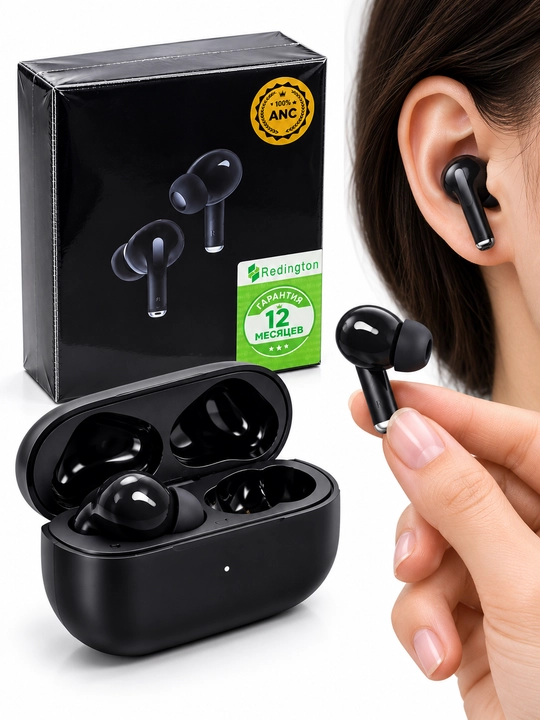 Simsiz Bluetooth quloqchin, zaryadlash qutisi bilan, qora rang