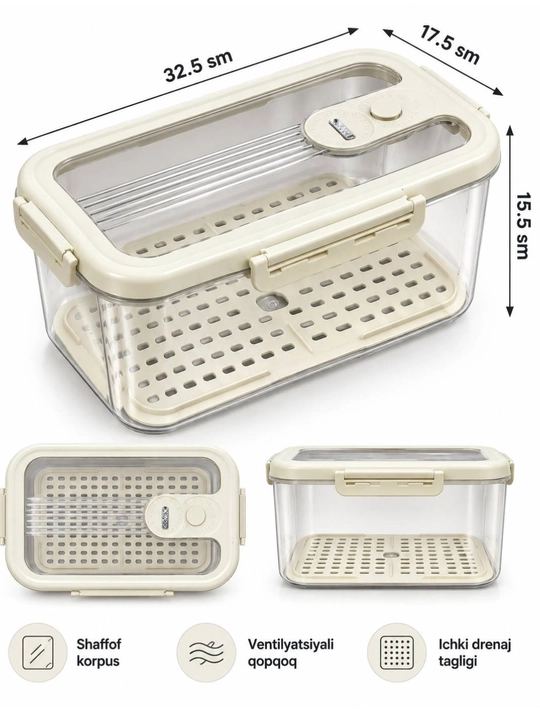 Xolodilnik uchun konteyner, oziq-ovqat konteyneri, qopqoqli konteyner - 