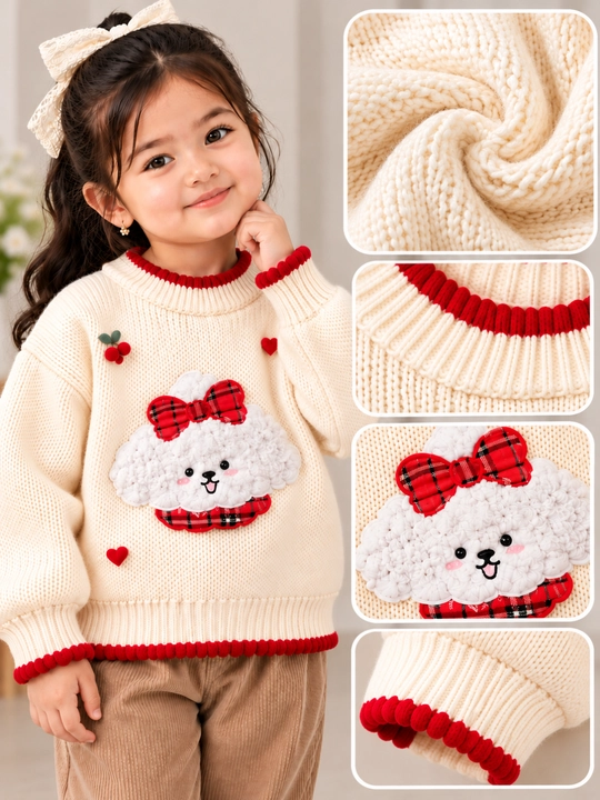 Qizlar uchun pushti jemper, issiq yumshoq sviter, 1–5 yosh - 