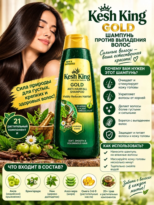 Kesh King Gold — Шампунь против выпадения волос (Anti-Hairfall)