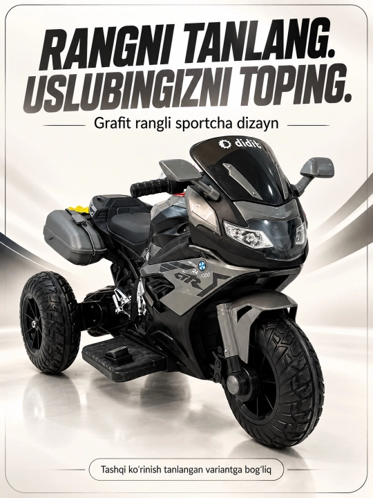 Chiroq va ovozli akkumulyatorli bolalar elektr mototsikli