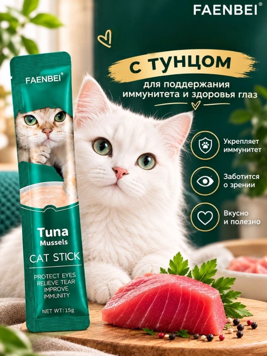 Лакомство для кошек Faenbei "Pet Snaks", ассорти из 3 вкусов