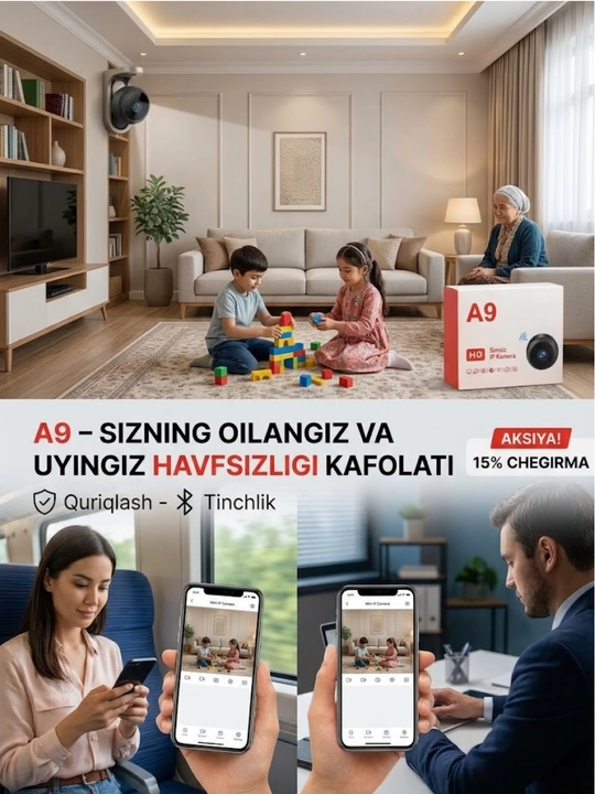 Мини Wi-Fi камера А9: беспроводная IP-камера с аккумулятором и подставкой