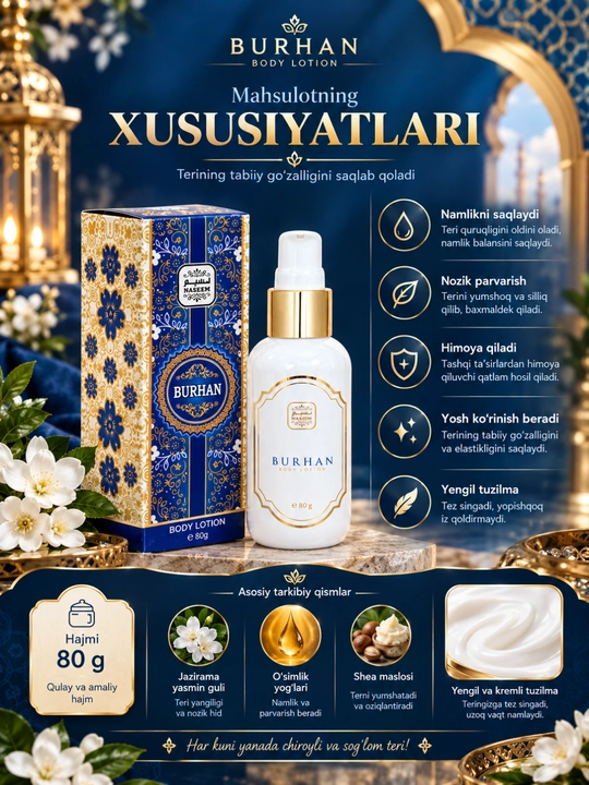 Parfyumeriya tana losoni tana uchun losoni, 80 g