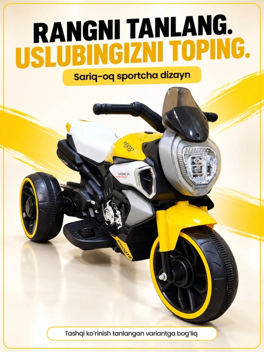 Chiroq va ovozli akkumulyatorli bolalar elektr mototsikli