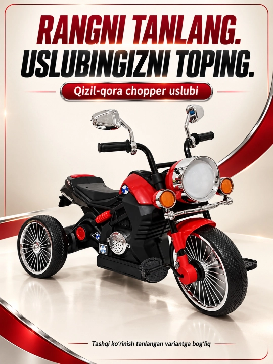 Chiroq va ovozli akkumulyatorli bolalar elektr mototsikli
