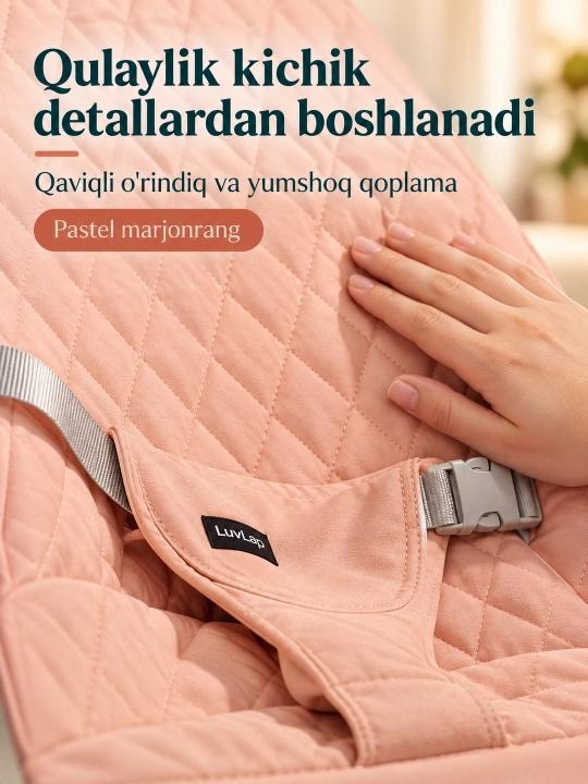 Musiqa, yorug‘lik va o‘yinchoq yoyi bilan yangi tug‘ilgan chaqaloq uchun tebranma o‘rindiq