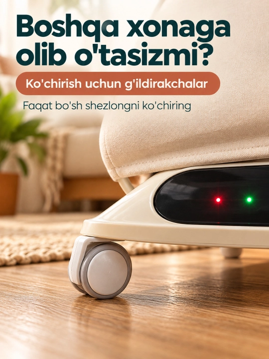Musiqa, yorug‘lik va o‘yinchoq yoyi bilan yangi tug‘ilgan chaqaloq uchun tebranma o‘rindiq