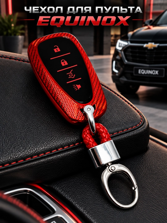 Чехол для автомобильного пульта Chevrolet Equinox с карабином для ключей - 