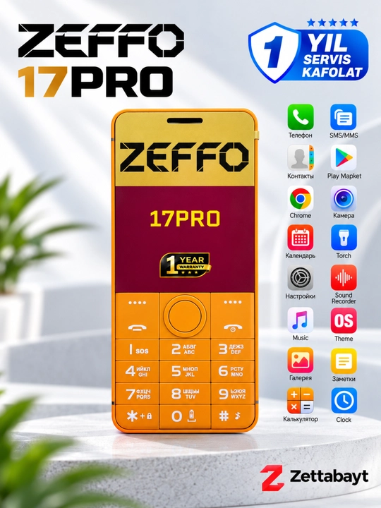 Смартфон Zeffo 17 Pro, Android, Play Market, Telegram, Instagram, YouTube, сенсорный - 