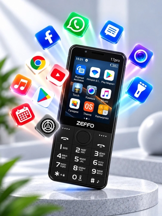 Смартфон Zeffo 17 Pro, Android, Play Market, Telegram, Instagram, YouTube, сенсорный