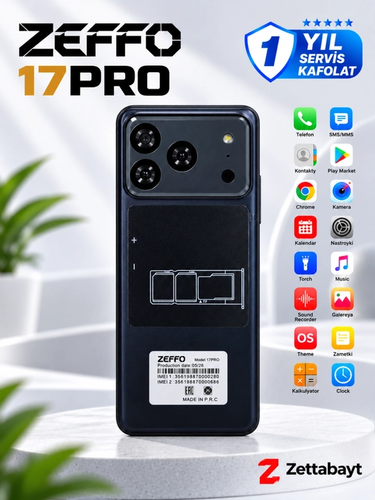 Смартфон Zeffo 17 Pro, Android, Play Market, Telegram, Instagram, YouTube, сенсорный