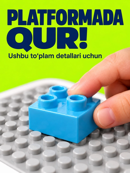 Kublar va saqlash bo‘limlari bor bolalar konstruktor o‘yin stoli