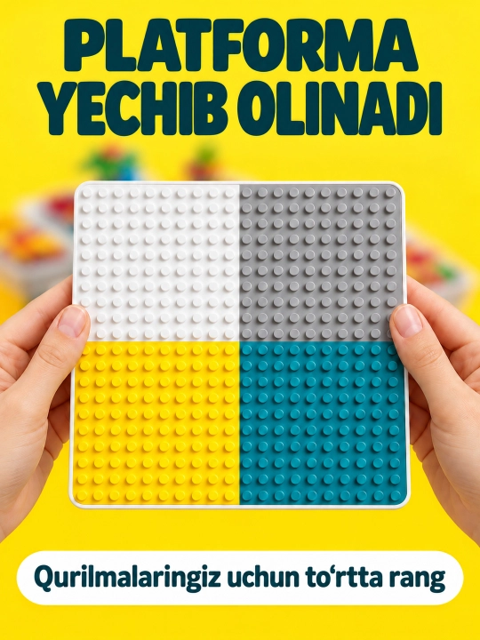 Kublar va saqlash bo‘limlari bor bolalar konstruktor o‘yin stoli