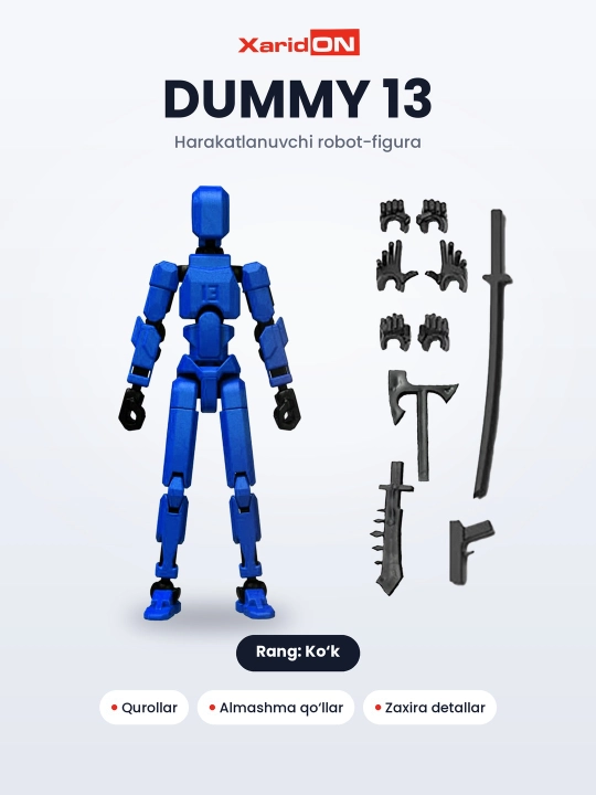 Фигурка-робот XaridON Dummy 13, подвижный конструктор с оружием, сменные руки, 12 цветов - 