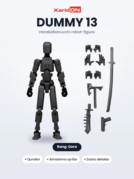 Фигурка-робот XaridON Dummy 13, подвижный конструктор с оружием, сменные руки, 12 цветов - 