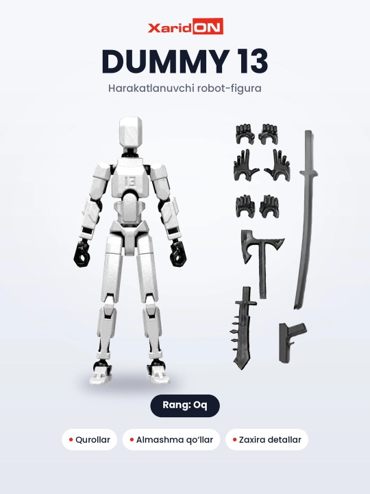 Фигурка-робот XaridON Dummy 13, подвижный конструктор с оружием, сменные руки, 12 цветов - 