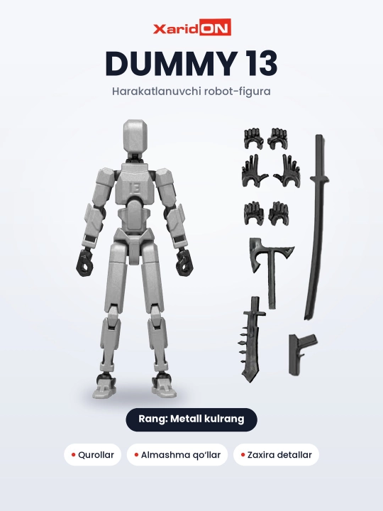 Фигурка-робот XaridON Dummy 13, подвижный конструктор с оружием, сменные руки, 12 цветов - 