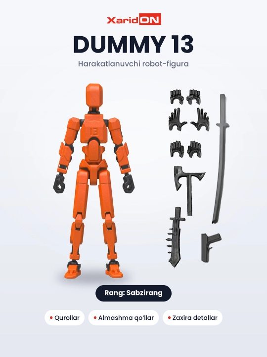 Фигурка-робот XaridON Dummy 13, подвижный конструктор с оружием, сменные руки, 12 цветов - 