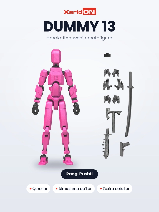 Фигурка-робот XaridON Dummy 13, подвижный конструктор с оружием, сменные руки, 12 цветов - 