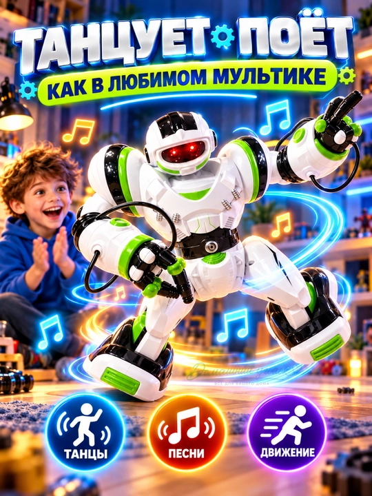 Interaktiv robot Calvin 28091, pultli, 67 funksiya, raqs, kung-fu, ovoz va chiroq