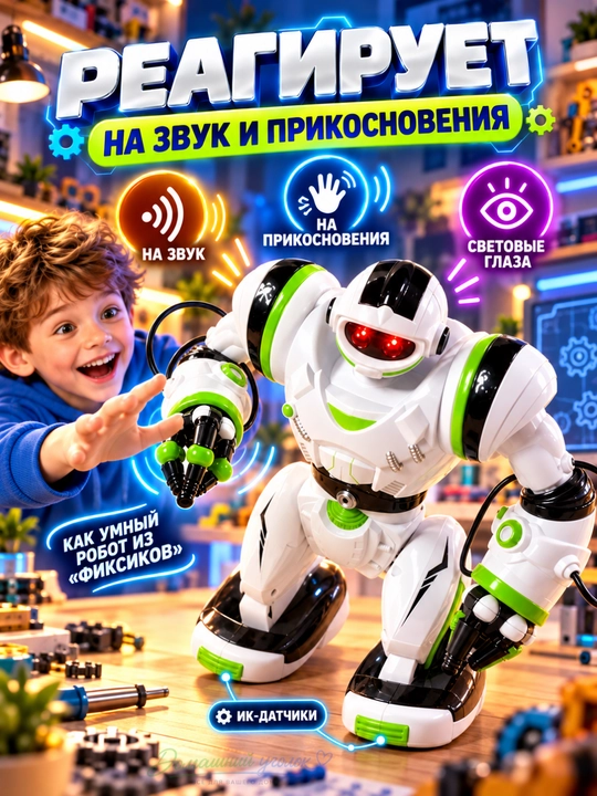 Interaktiv robot Calvin 28091, pultli, 67 funksiya, raqs, kung-fu, ovoz va chiroq