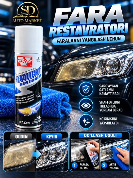 VESLEE Headlight Restorer, средство для восстановления фар автомобиля, 220 мл