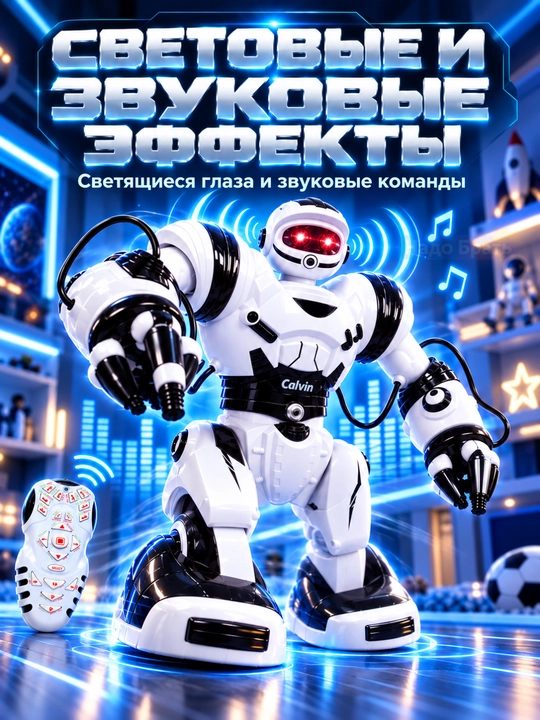 Interaktiv robot Calvin 28091, pultli, 67 funksiya, raqs, kung-fu, ovoz va chiroq