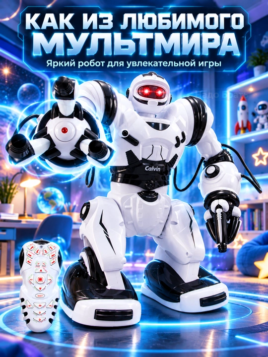 Interaktiv robot Calvin 28091, pultli, 67 funksiya, raqs, kung-fu, ovoz va chiroq