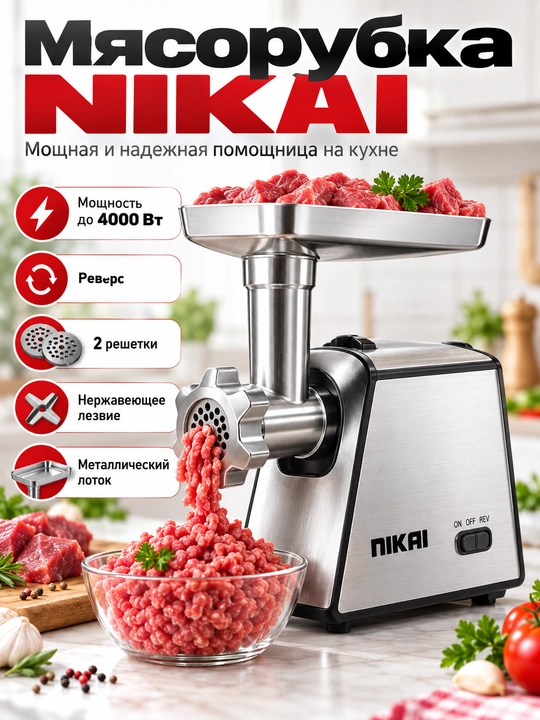 Elektr go'sht qiymalagich reversli 4000 Vt metall korpus GastroLab - 