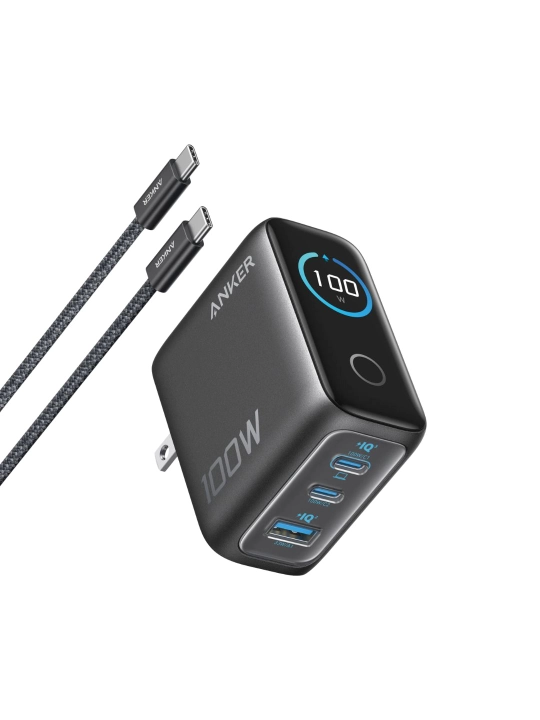 Зарядный адаптер Anker 100W GaN с умным дисплеем - 