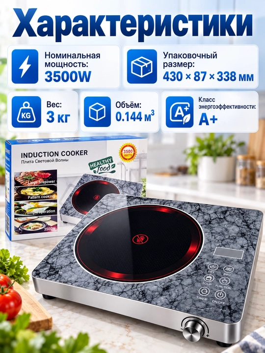 Induksion plita stol usti 3500 Vt sensorli keramika plitka GastroLab