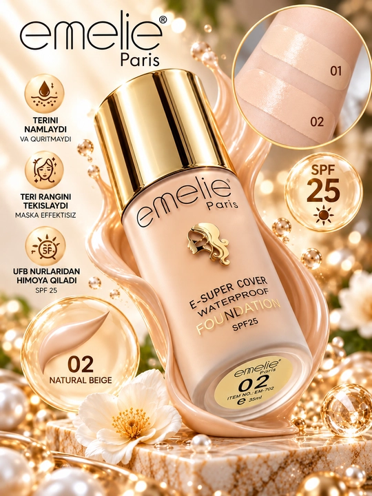 Tonal krem Emelie, SPF 25, namlovchi, mat ohang, 45 ml