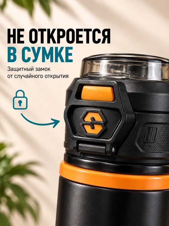 Termos 520 ml, po‘lat 316, trubkali va keng og‘izli, qulflanadigan qopqoq, issiq-sovuq suv