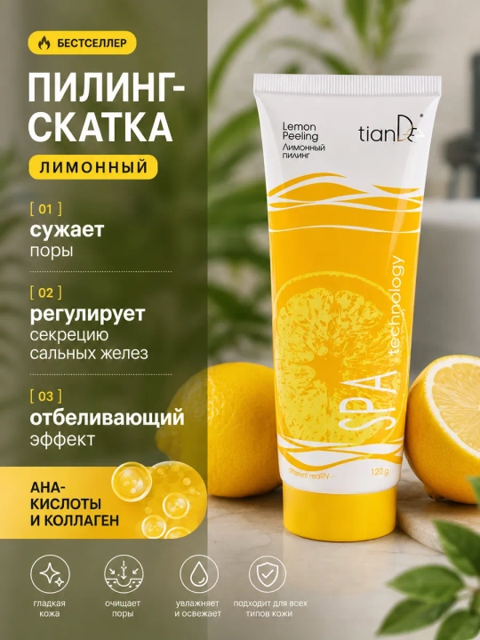 Лимонный отбеливающий пилинг tianDe SPA technology - 