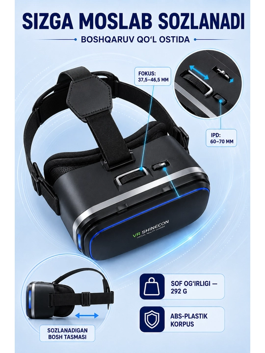 Virtual ko'zoynaklar VR Shinecon, virtual reallik vr shinecon