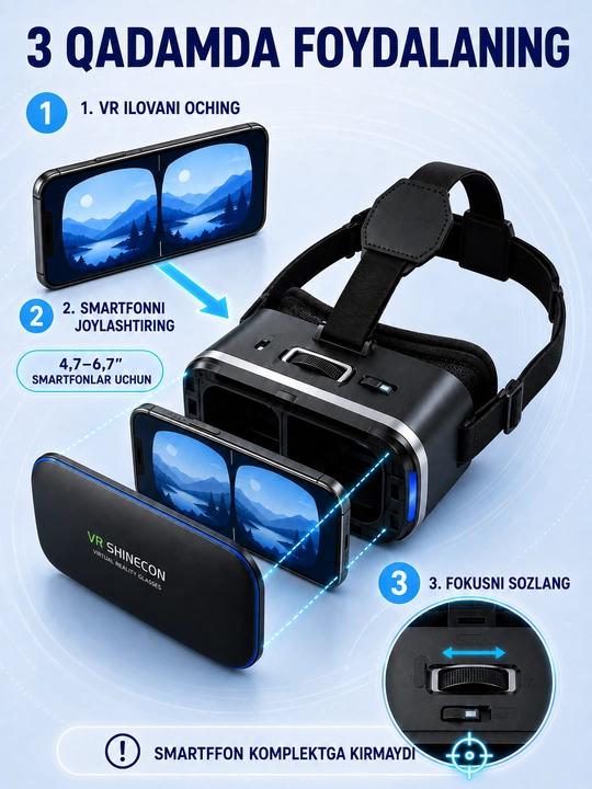 Virtual ko'zoynaklar VR Shinecon, virtual reallik vr shinecon