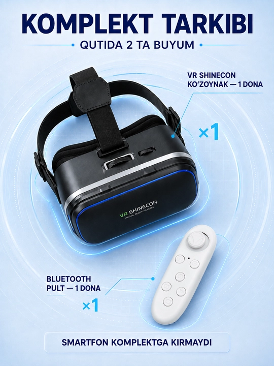 Virtual ko'zoynaklar VR Shinecon, virtual reallik vr shinecon