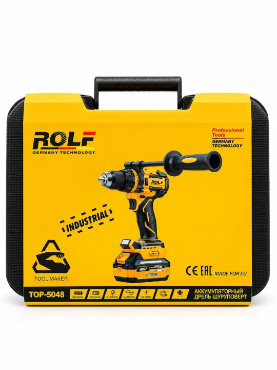 ROLF TOP-5048 akkumulyatorli drel-shurupburagich, 120 Nm, 20 V, cho‘tkasiz, 2 akkumulyator