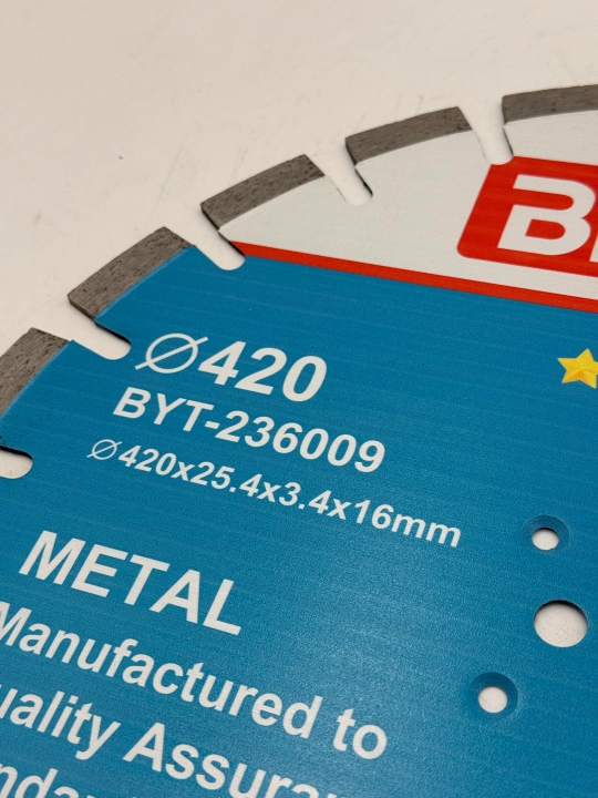 BIYOTI BYT-236009 olmosli kesish diski, 420 mm, teshigi 25,4 mm, qalinligi 3,4 mm