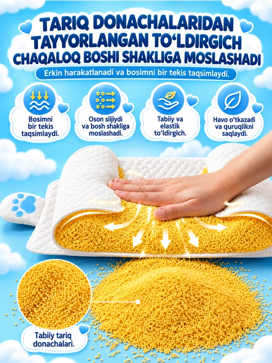 Chaqaloqlar uchun ortopedik yostiq, yangi tug‘ilgan chaqaloqlar uchun uyqu yostiqchasi