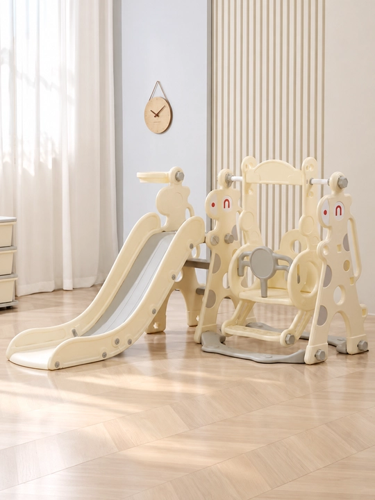 Детский игровой комплекс, с горкой, качелями и баскетболом, до 50 кг