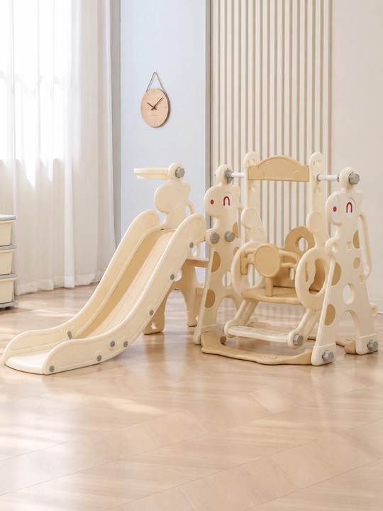 Детский игровой комплекс, с горкой, качелями и баскетболом, до 50 кг