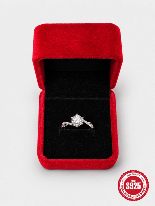 SILVERME Парные кольца, серебро 925 пробы, с камнем MOISSANITE, родиевое покрытие